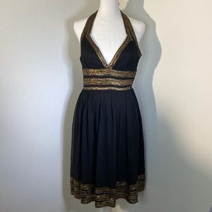 Cache size 2 Embellished beaded Sequin Tie Halter Midi Dress